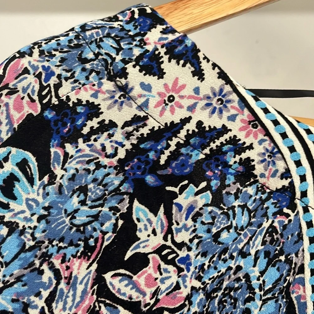 Free People Mixed Print Top in Black Combo, Size M - Picture 13 of 17